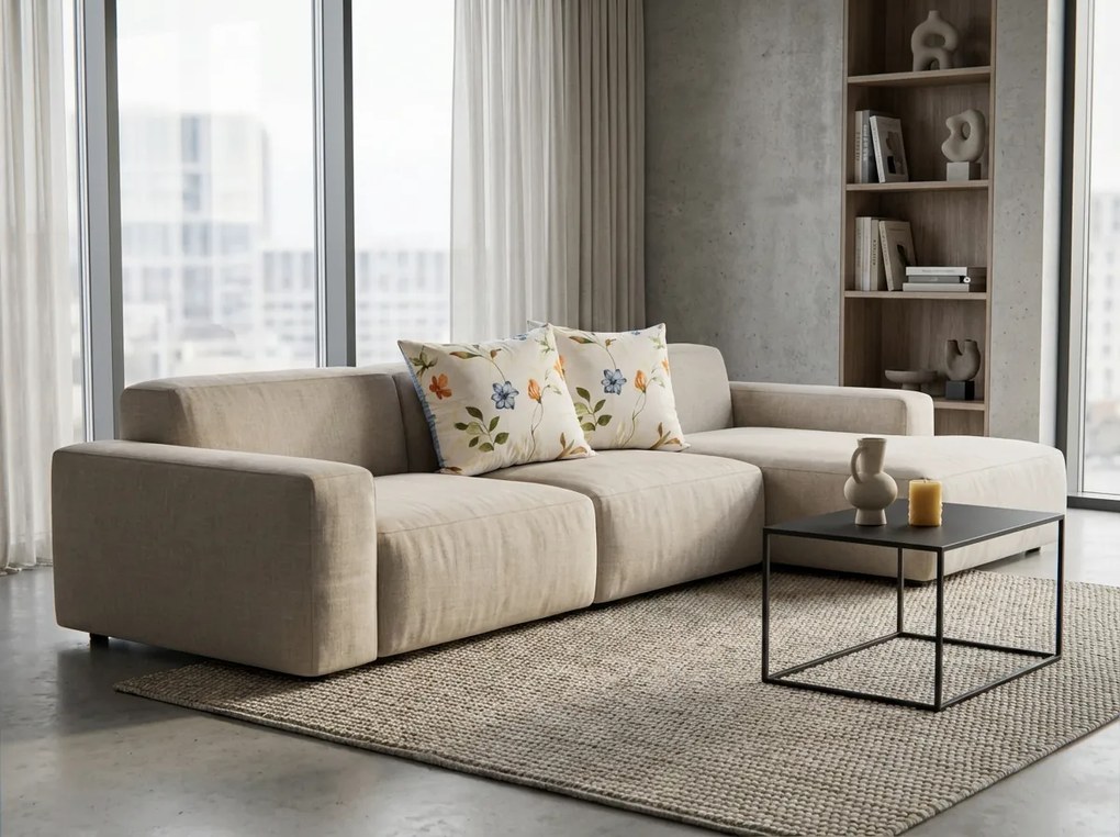 Mikroflanel párnahuzat GENTLE LEAVES 40x50 cm, krém