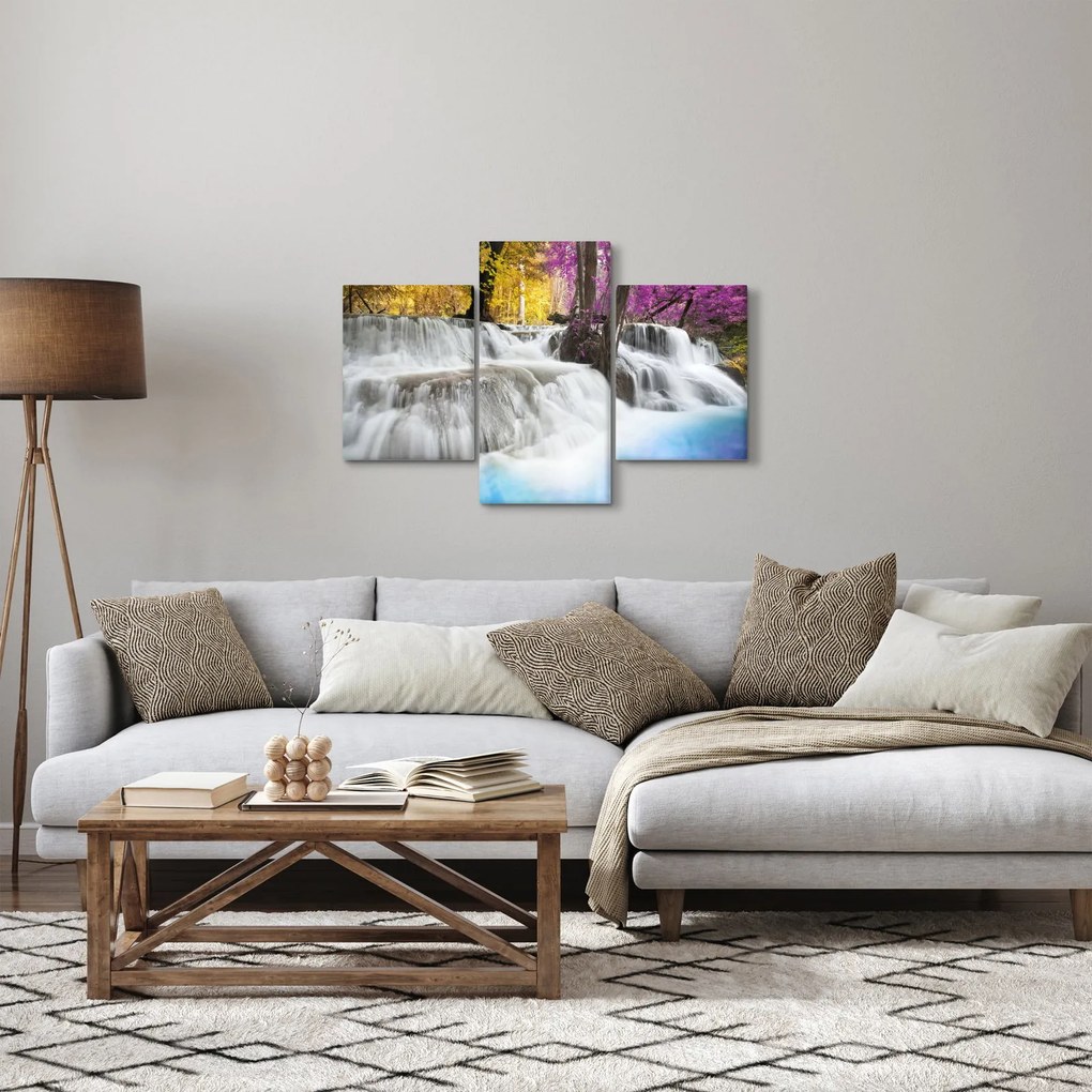 Egy kép Erawan vízeséséről az erdőben (90x60 cm)
