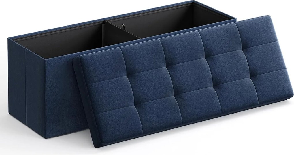 Puff 110x38x38 cm, tároló ottomán pad, 120 l, sötétszürke