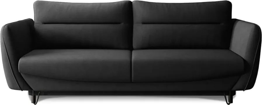 Fekete zsenília kinyitható-tárolóhelyes kanapé 236 cm Silva – ELTAP