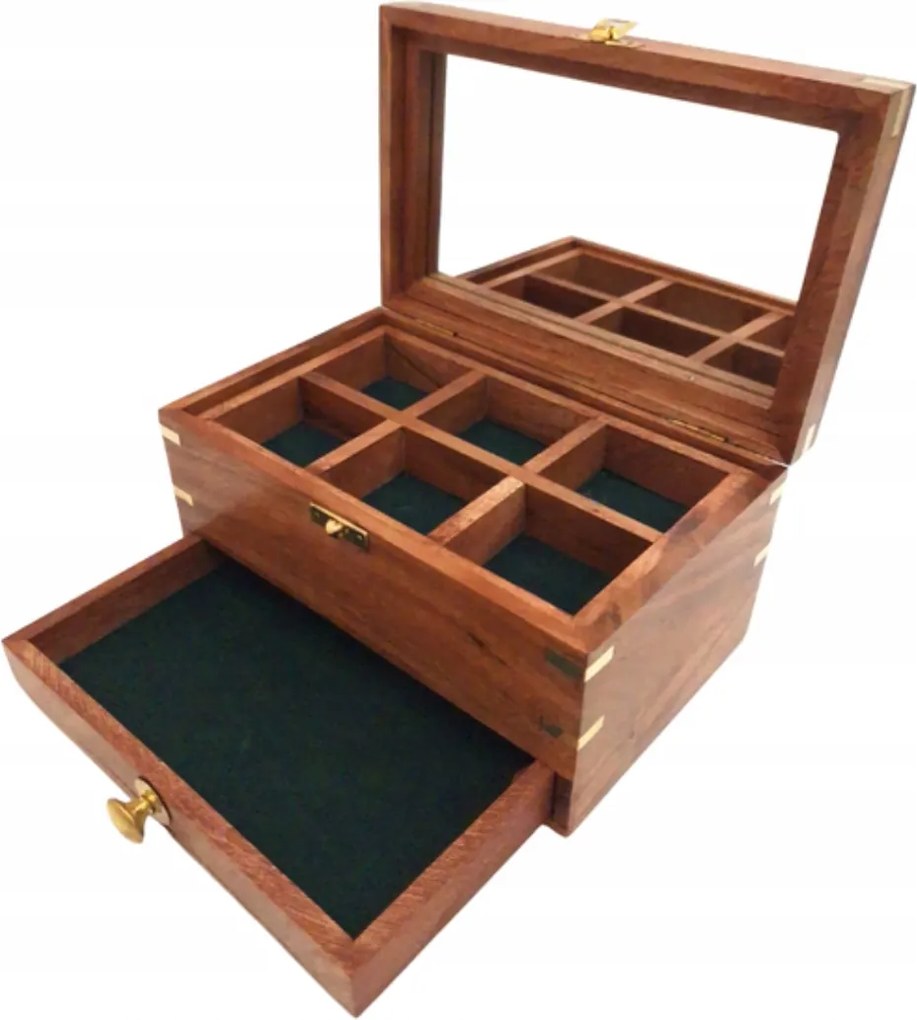Nagy fából készült ékszerdoboz rendszerező tükörrel Ajándék
