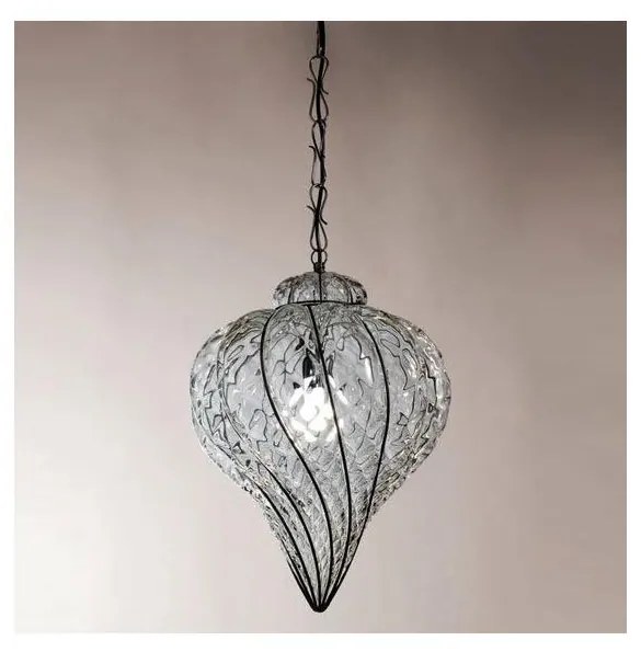 SIRU - Csillár láncon GOCCIA 1xE27/60W/230V átm. 25 cm átlátszó/barna Velencei üveg