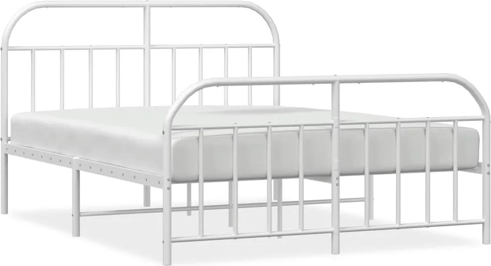 vidaXL fehér fém ágykeret fej- és lábtámlával 140 x 190 cm