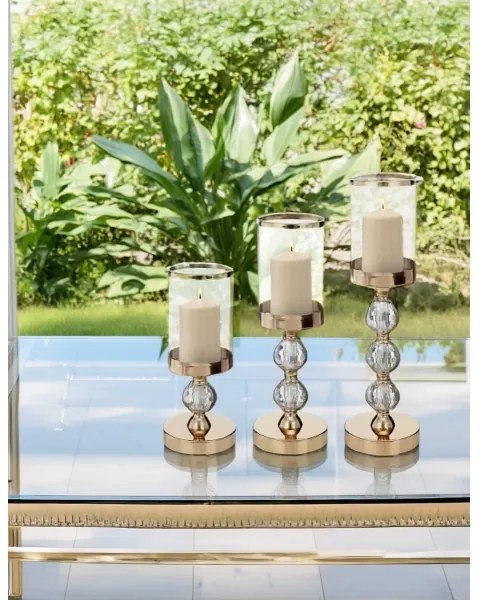 3 darabos arany gyertyatartó szett