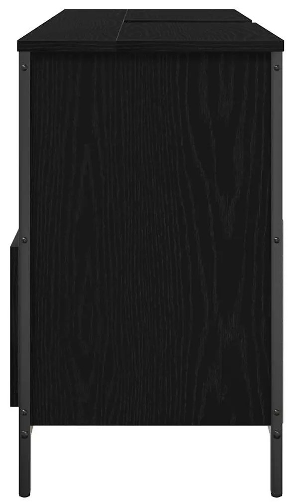 fekete tölgy fürdőszobai mosdószekrény fiókokkal 90x34,5x60 cm