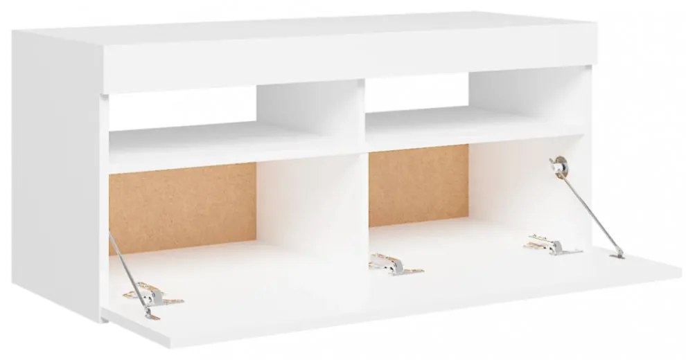 fehér TV-szekrény LED-lámpákkal 90 x 35 x 40 cm