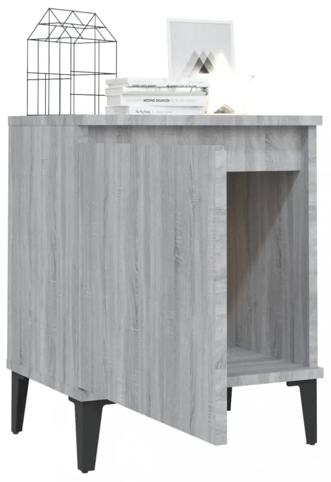 szürke sonoma színű éjjeliszekrény fém lábbal 40 x 30 x 50 cm