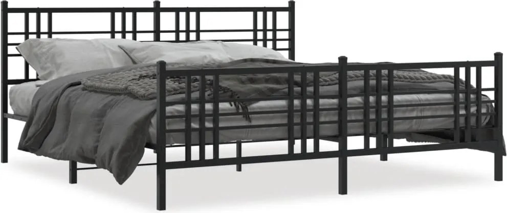 vidaXL fekete fém ágykeret fej- és lábtámlával 193 x 203 cm