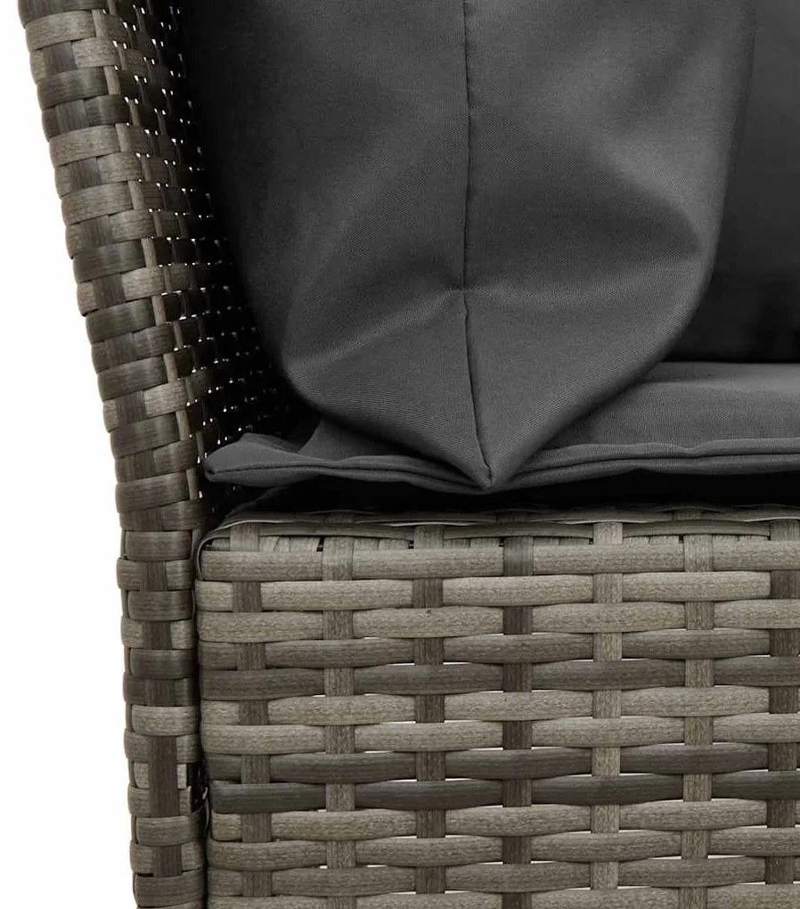 szürke polyrattan kerti kanapé párnákkal