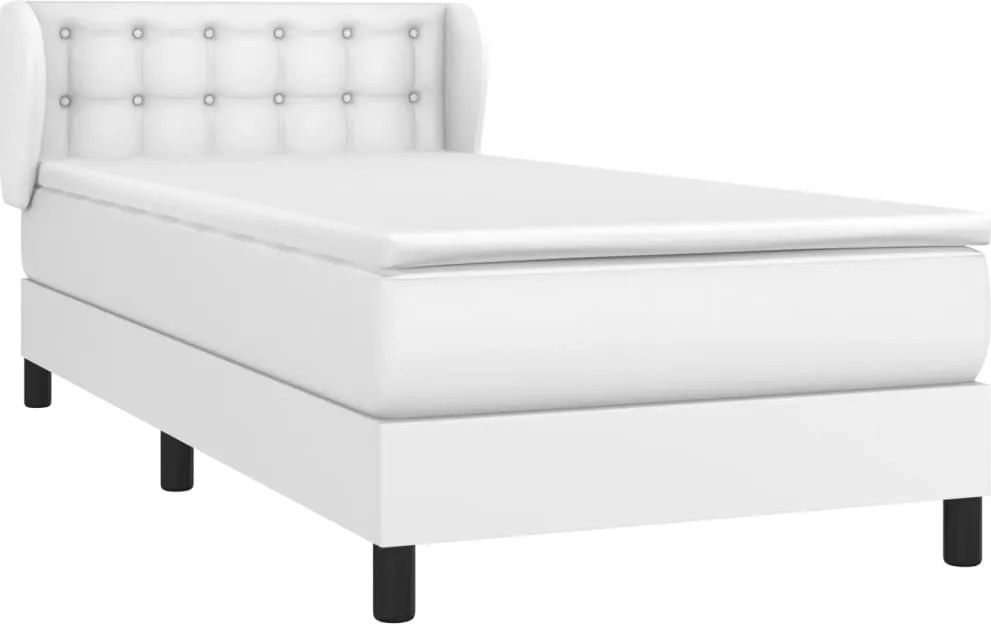 vidaXL fehér műbőr rugós ágy matraccal 90 x 200 cm
