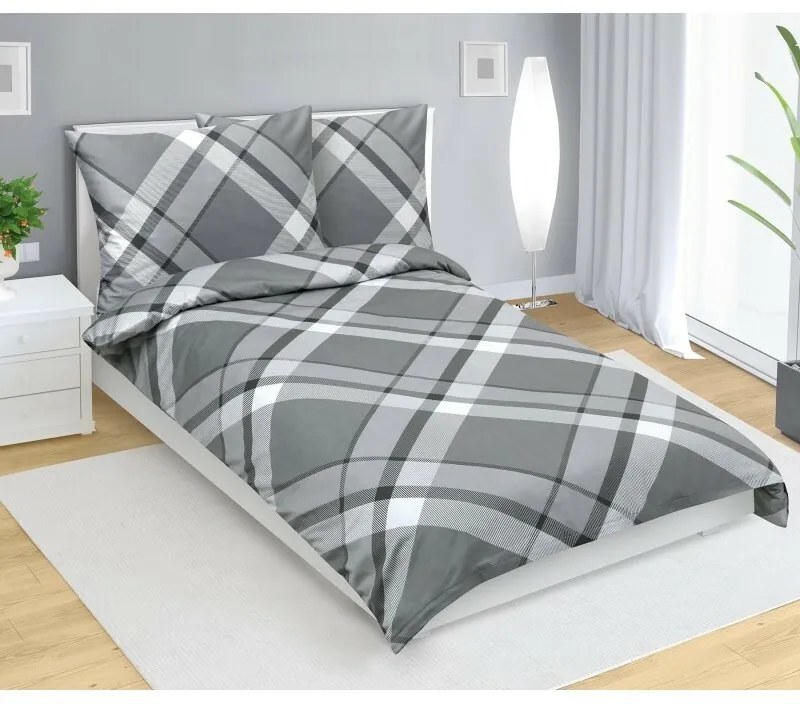 Bellatex Szatén ágynemű Káro szürke , 140 x 220cm, 70 x 90 cm, 140 x 220 cm, 70 x 90 cm