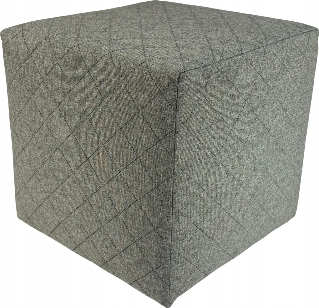 Négyzet alakú szavanna puff steppelt világosszürke színben