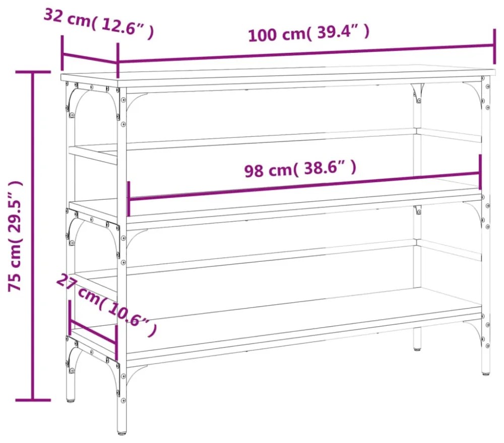 fekete szerelt fa tálalóasztal 100x32x75 cm