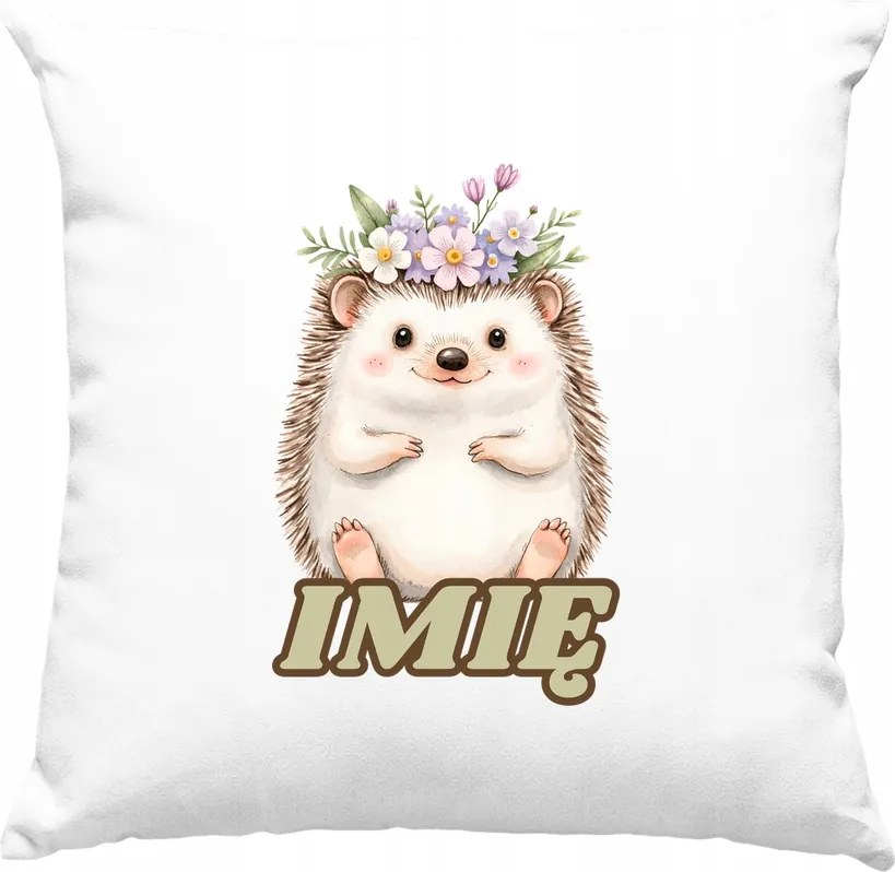 Gyerek párna Süni Virágok +Név Fehér