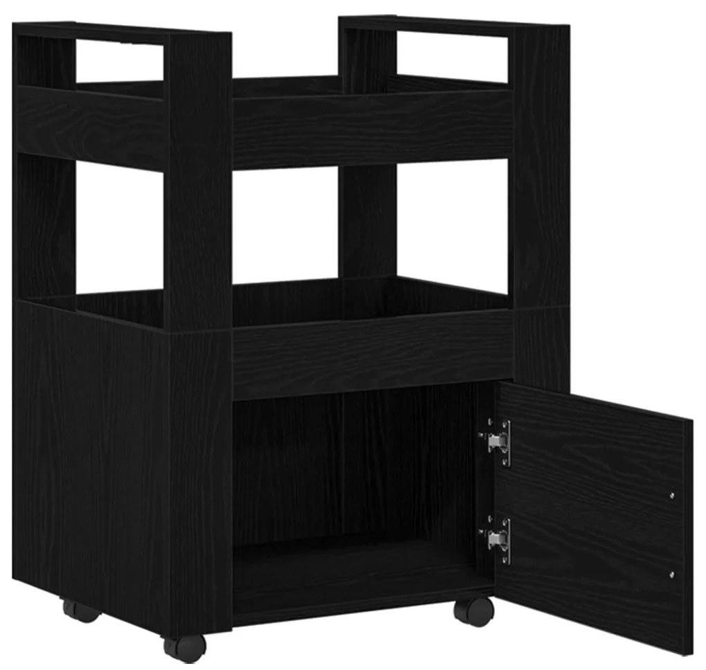 vidaXL Konyhai kocsi Musta tammi 60 x 45 x 80 cm Faanyag