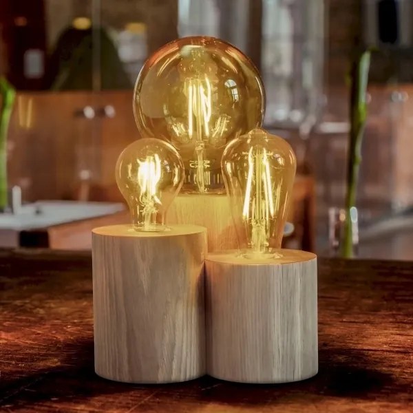 Spot-Light 2266374 - Asztali lámpa VINCENT 3xE27/15W/230V tölgy