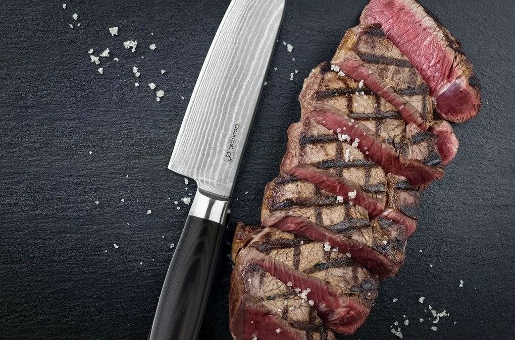 G21 Gourmet Damascus késkészlet bambusz blokkban 3 db + élezőkő