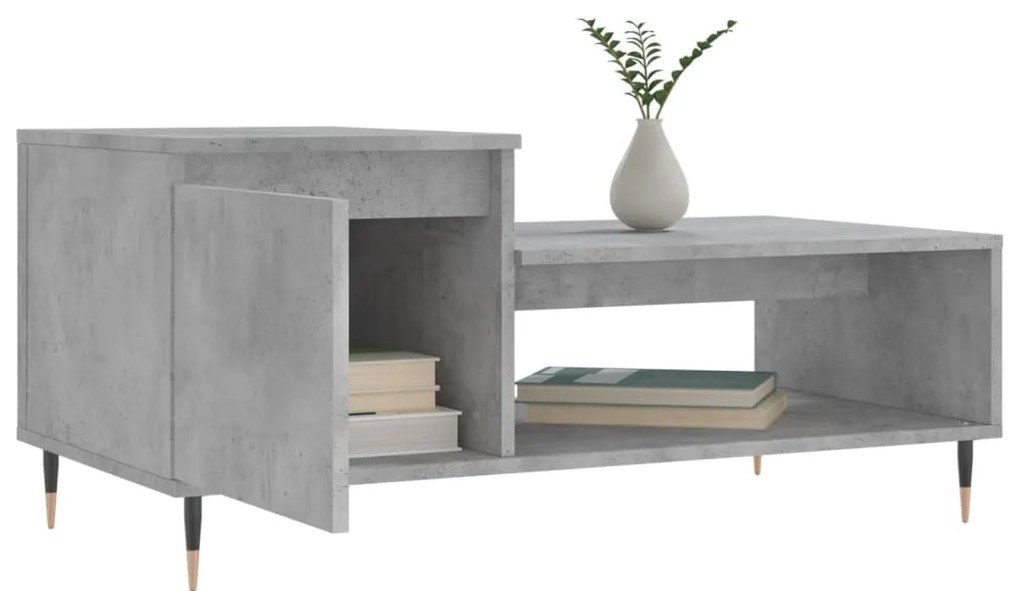 Betonszürke szerelt fa dohányzóasztal 100 x 50 x 45 cm