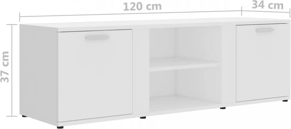 fehér szerelt fa TV-szekrény 120 x 34 x 37 cm