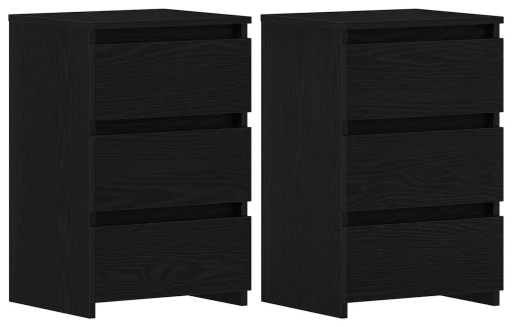Éjjeli szekrény 2 db Fekete Tölgy 40x35x62,5 cm Műanyag