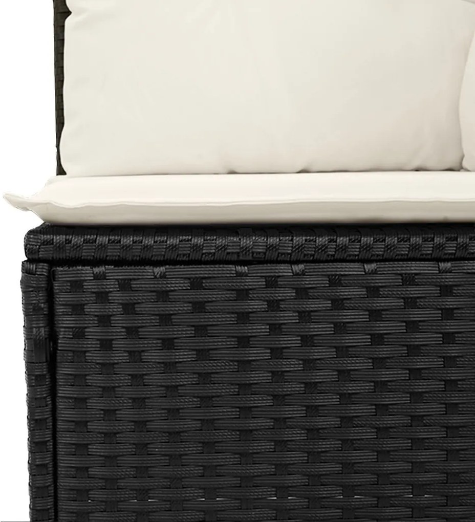 9 darabos Kert Sofa Készlet Párnákkal Fekete Poli Rattan Akác