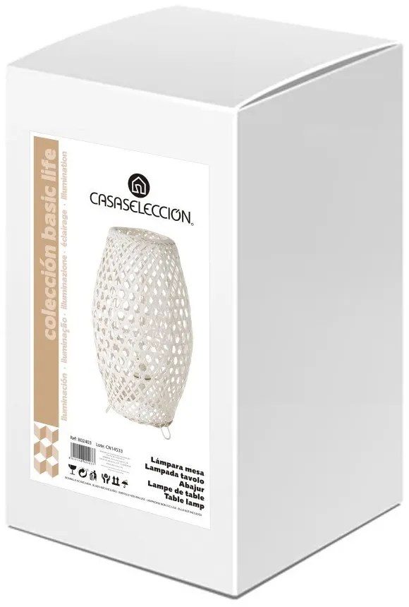 Fehér bambusz asztali lámpa bambusz búrával (magasság 36 cm) – Casa Selección