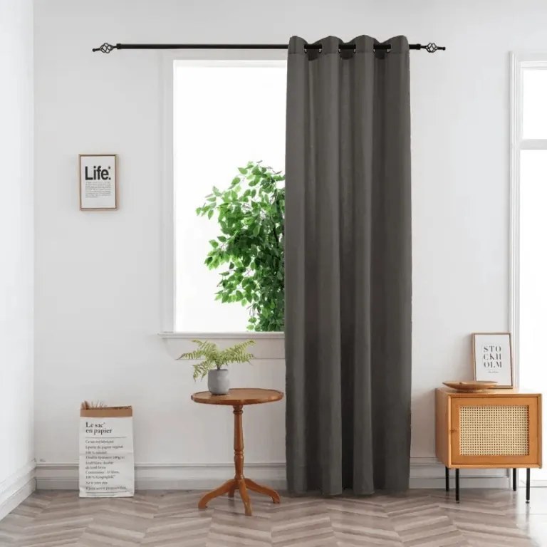 Függöny TAVIO 140x250 cm, szürkésbarna Felfüggesztés: Fém gyűrűk