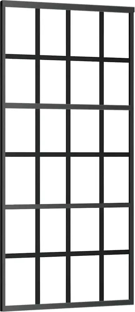 vidaXL fekete ESG üveg és alumínium tolóajtó 90 x 205 cm