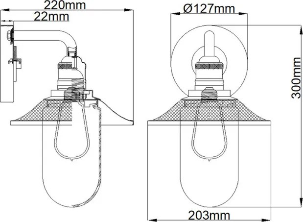 Quintiesse RIGBY QN-RIGBY1-BATH-PC Fali lámpa 1x40W/E27 IP44