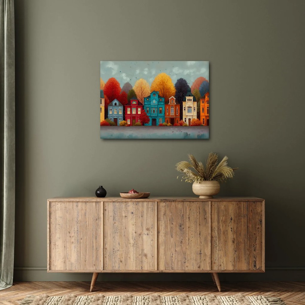 Kép - Festett őszi város (70x50 cm)