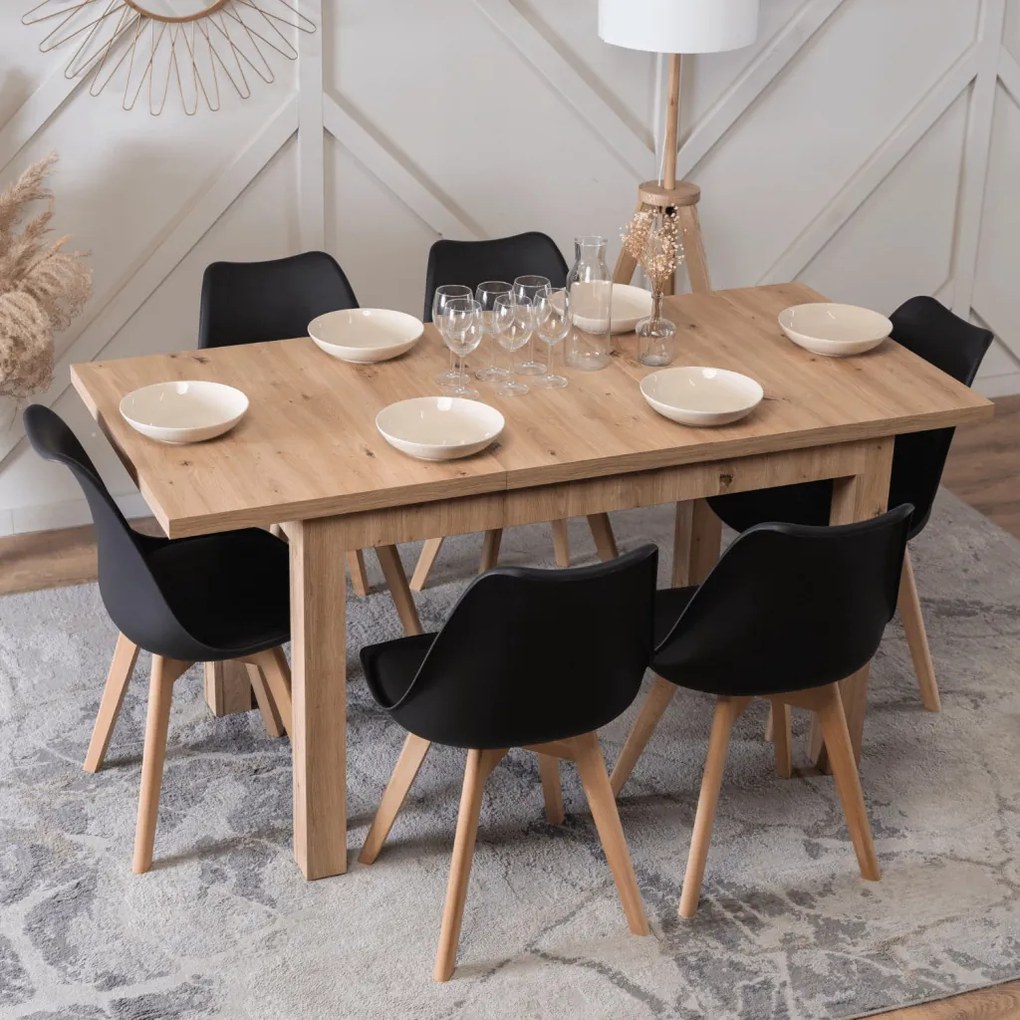 Kihúzható étkezőasztal 120–160 cm méretben, artisan tölgy színben SKUBI