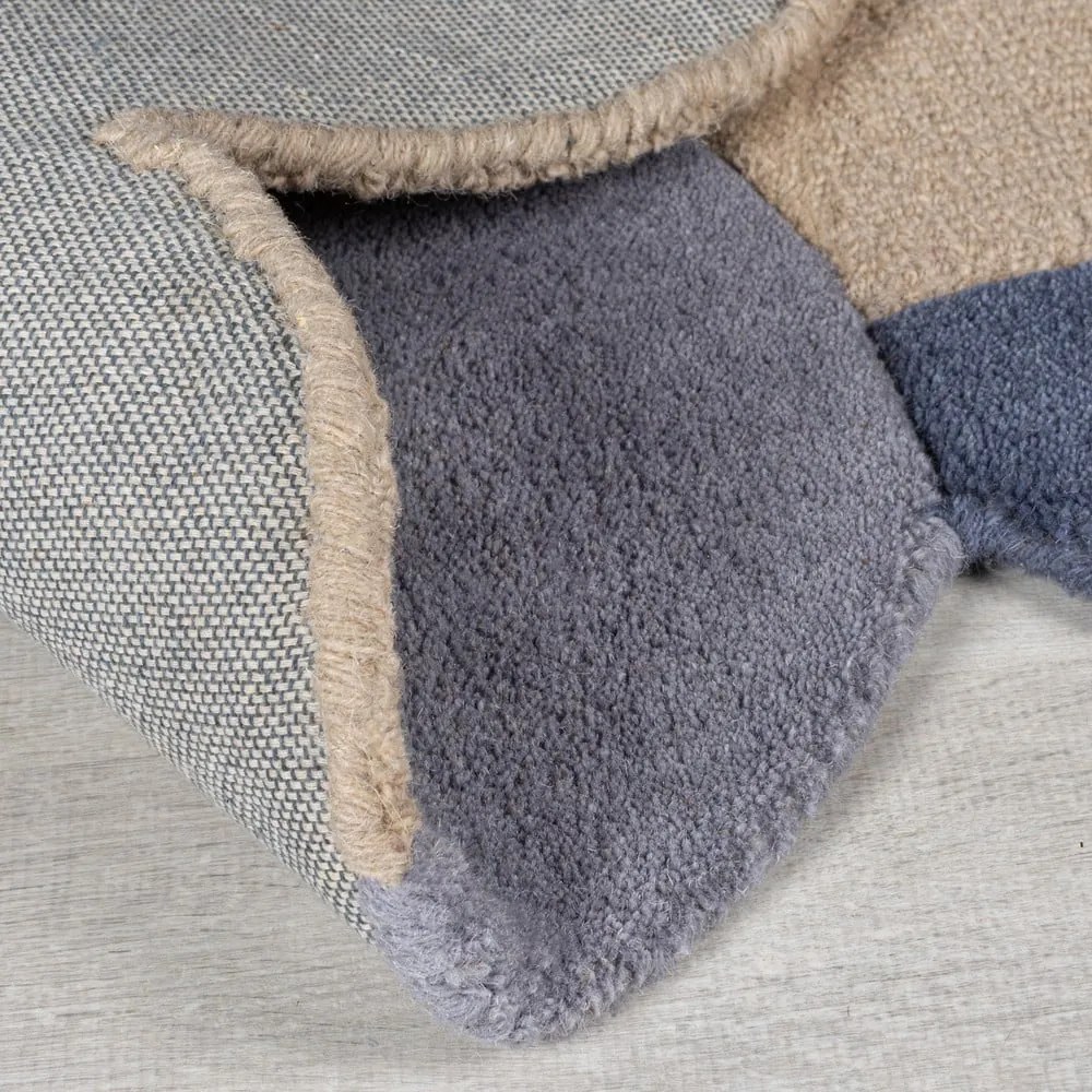 Bézs kézi szövésű gyapjú futószőnyeg 80x230 cm Mia Scallop Frame – Flair Rugs