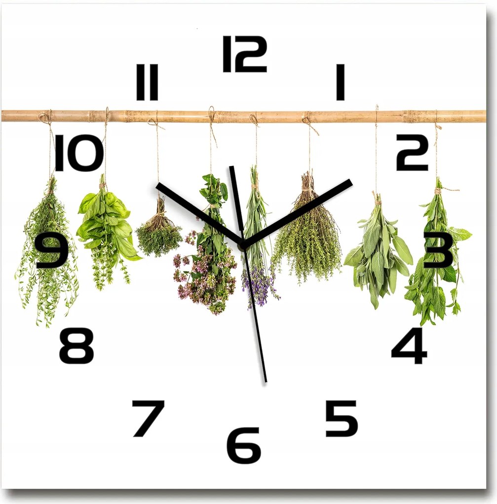 Nagy üveg falióra Gyógynövények zsinóron 60x60