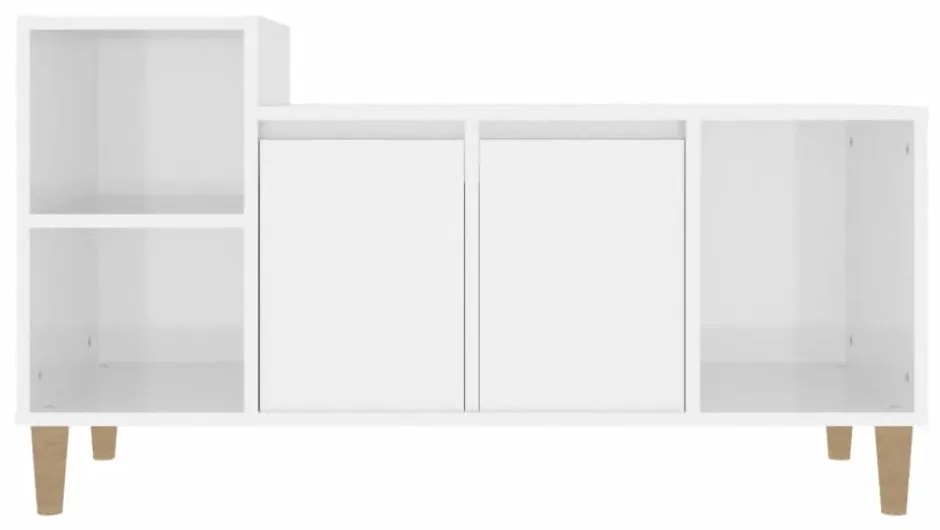 fehér magasfényű szerelt fa TV-szekrény 100x35x55 cm