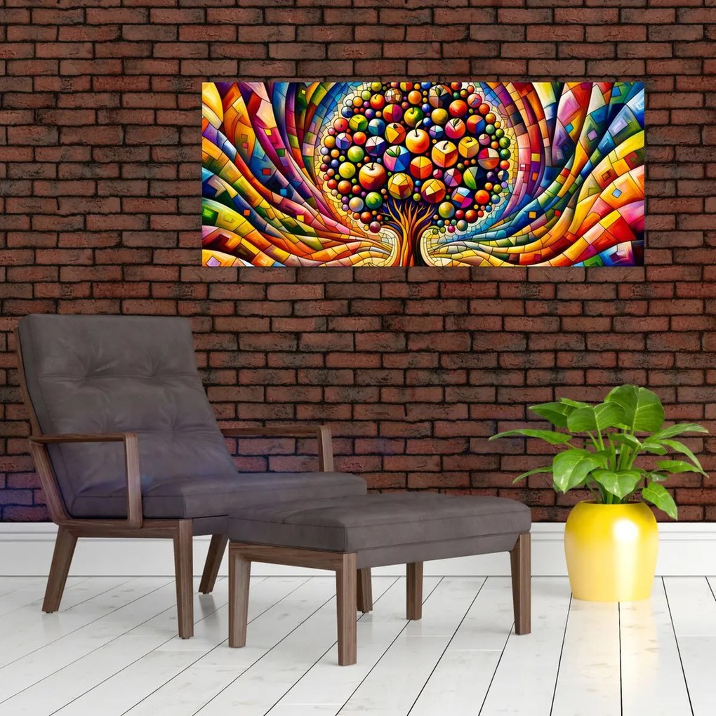 Kép – Színes fa almákkal (120x50 cm)
