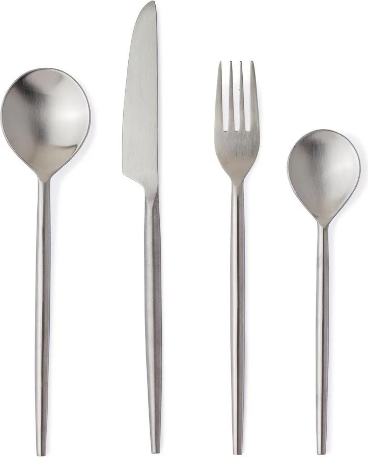 Ezüstszínű rozsdamentes acél négyszemélyes evőeszköz készlet 16 db-os Bronte – Bizzotto