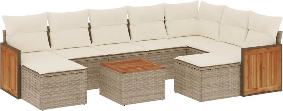 vidaXL 10 részes bézs polyrattan kerti ülőgarnitúra párnával