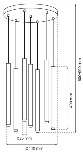 Csillár zsinóron MONZA 7xG9/8W/230V fekete/arany