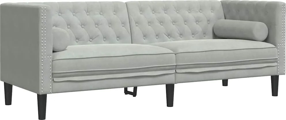 vidaXL Kanapé Világosszürke 194 x 74,5 x 70,5 cm Bársony