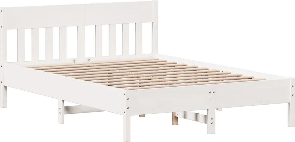 vidaXL fehér tömör fenyőfa ágy matrac nélkül 140x190 cm