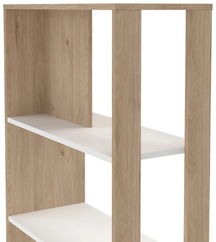 Fehér-natúr színű könyvespolc tölgyfa dekorral 80x205 cm Sign – Tvilum