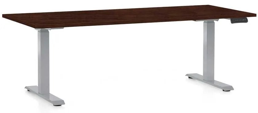 OfficeTech D állítható magasságú asztal, 180 x 80 cm, szürke alap, wenge
