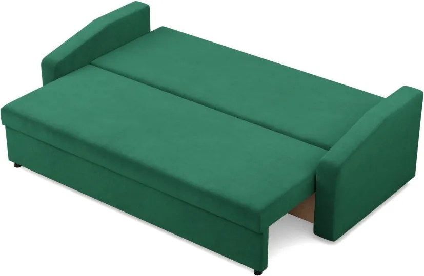 Zeus kanapéágy, bársony, hab töltet, döntött kartámasz, zöld