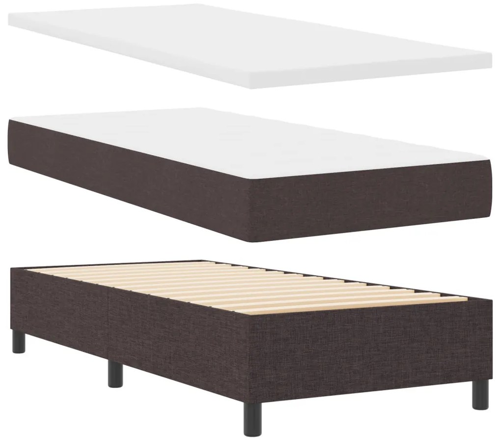 Box Spring Ágy Matraccal és Pad Dark Brown 80x200 cm Szövet