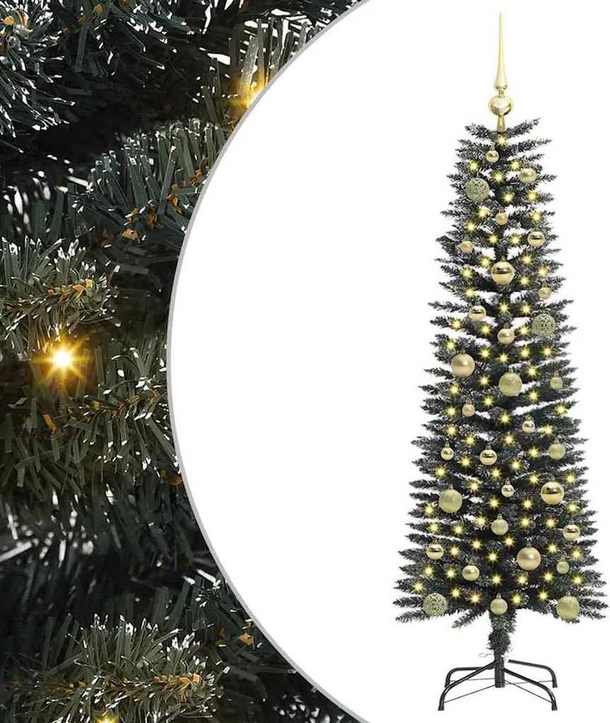 vidaXL Mű karácsonyfa 150 LED-del Zöld 150 cm PVC és Műanyag és Acél