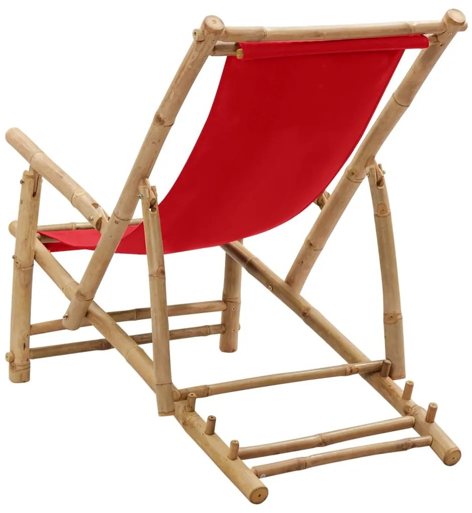 Piros bambusz és vászon nyugágy