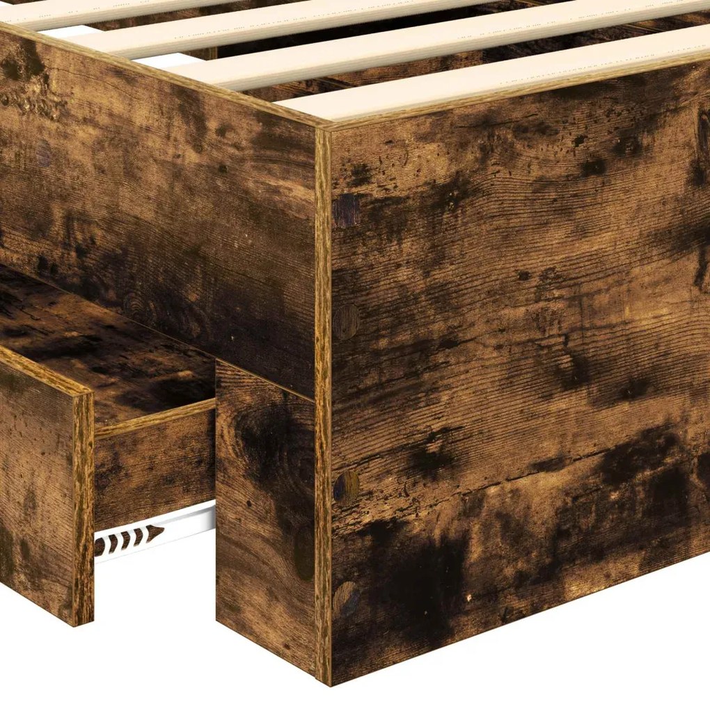 vidaXL Ágykeret fiókkal fejtámlával Füstölt tölgy 90 x 190 cm Faanyag