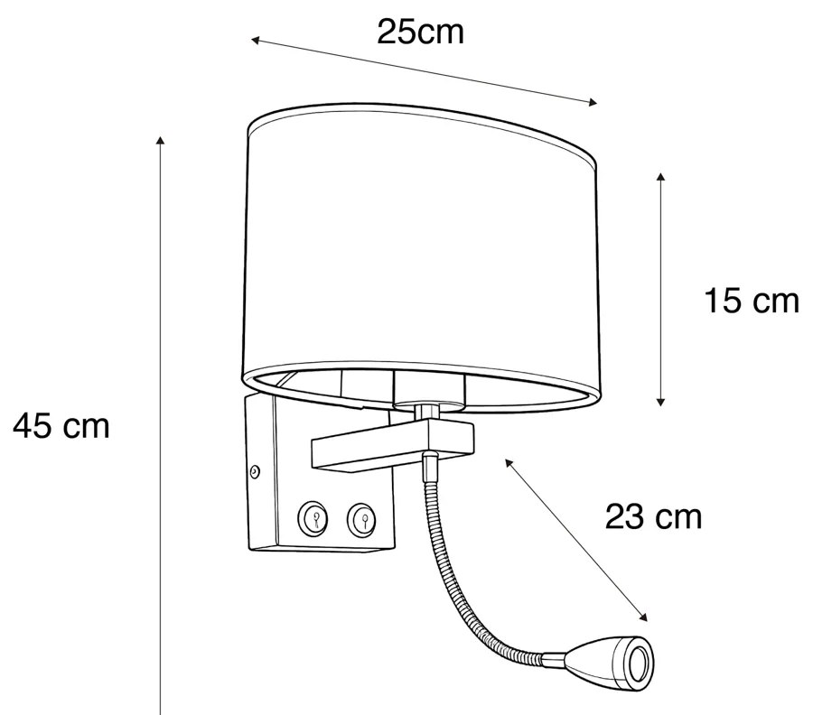 Fali lámpa sárgaréz ovális fehér lenvászon búrával 25 cm - Brescia Combi