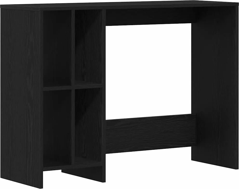 vidaXL Asztal polcokkal Fekete tölgy 102,5 x 35 x 75 cm Faanyag