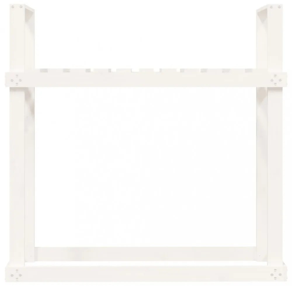 fehér tömör fenyőfa tűzifatartó állvány 110x35x108,5 cm